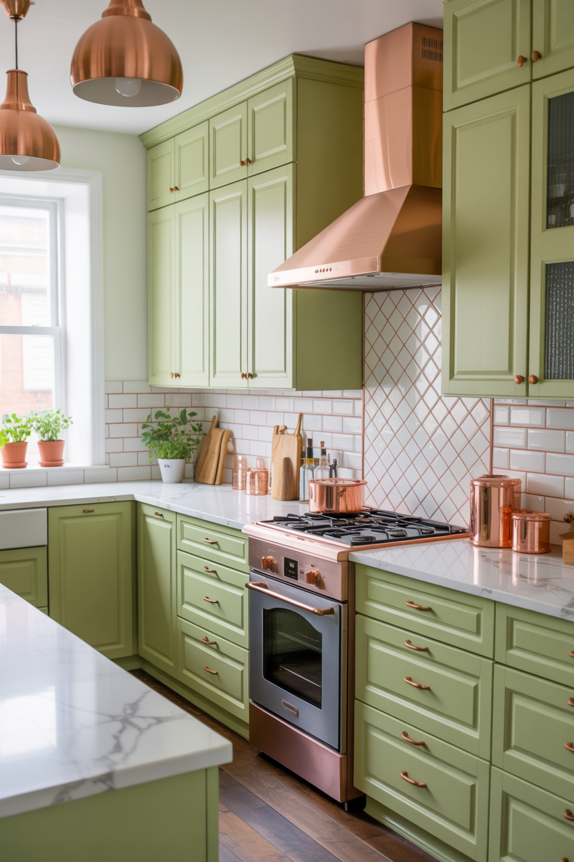 The Mint Green Kitchen With Copper Accents That Feels Perfectly Fresh