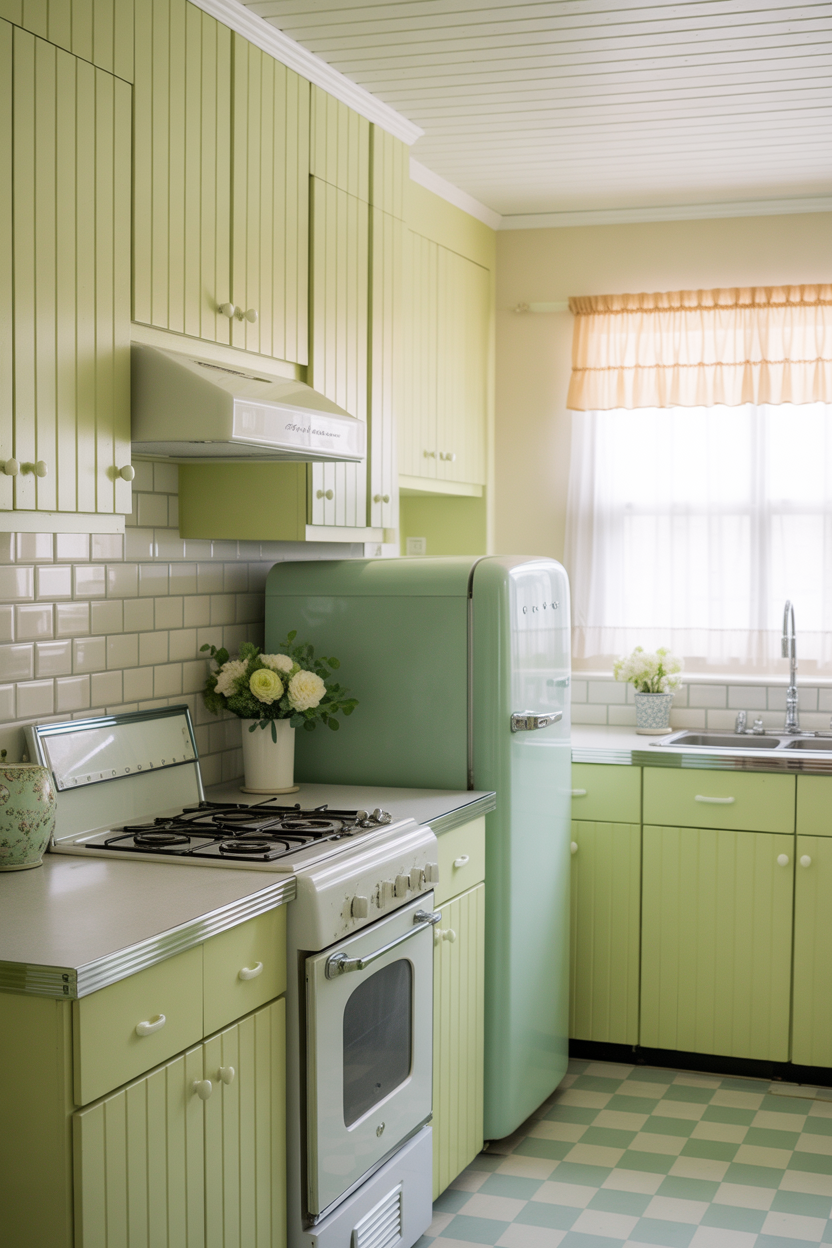 Retro Kitchen Ideas The Pastel Mint and White Retro Kitchen With Soft 1950s Charm