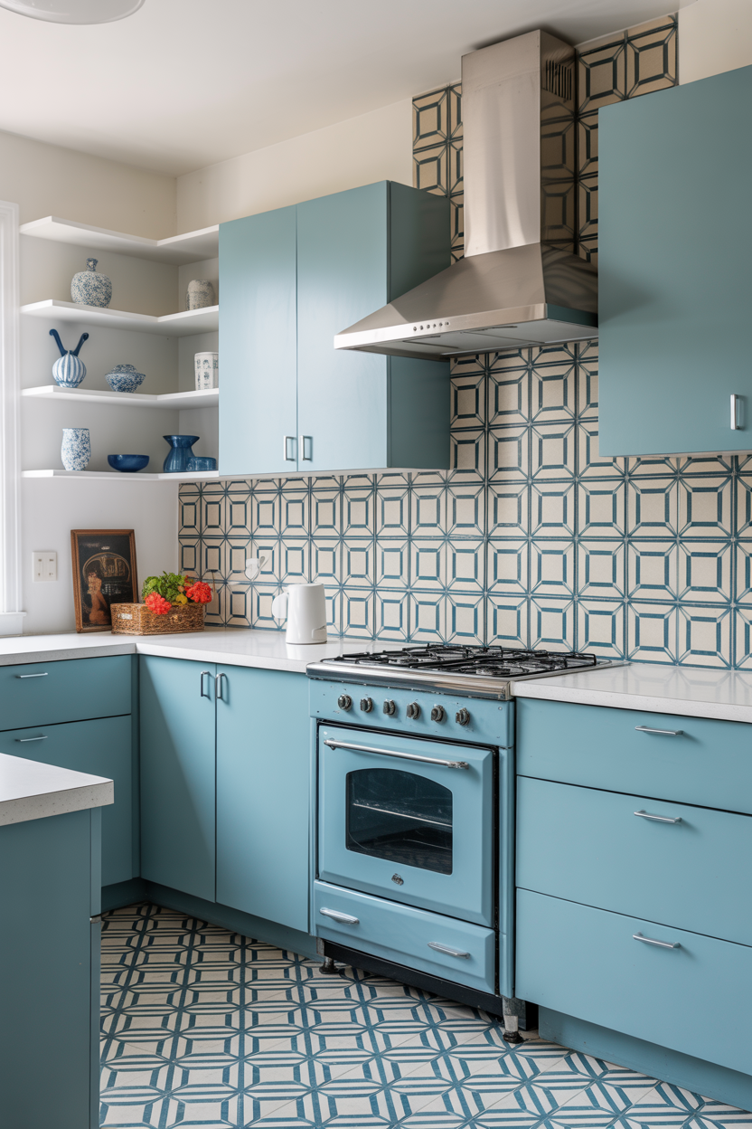 The Powder Blue Retro Kitchen With 1960s Mod Sensibility