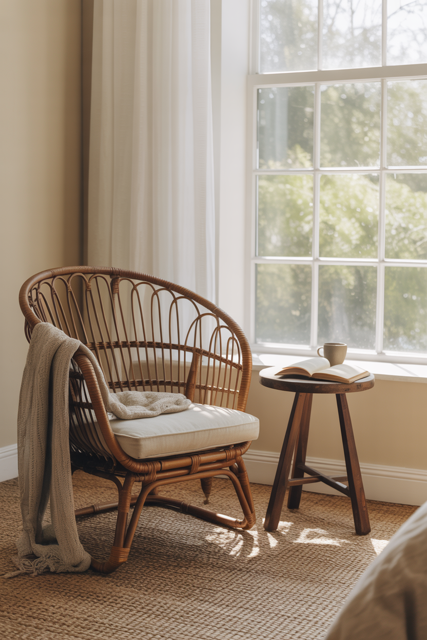 The Rattan Accent Chair in the Sunny Corner