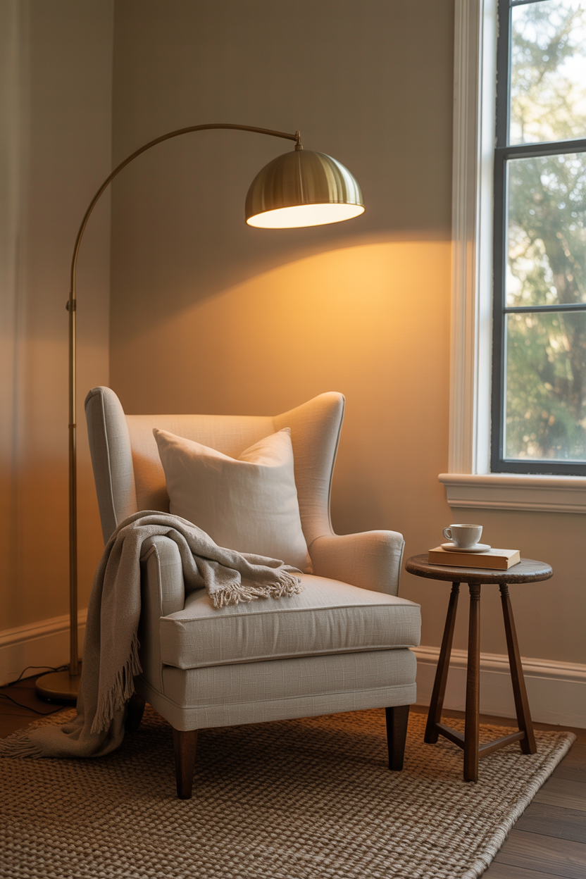 The Reading Corner With a Perfect Arc Floor Lamp