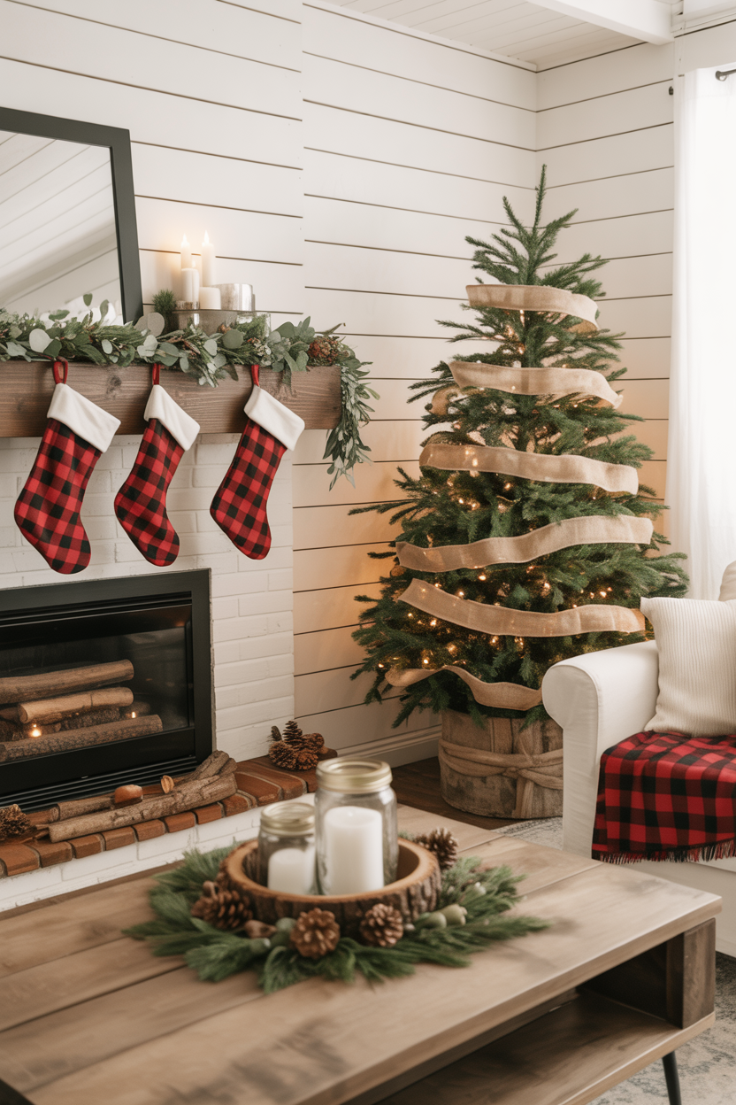 The Rustic Farmhouse Christmas Living Room With Shiplap Charm
