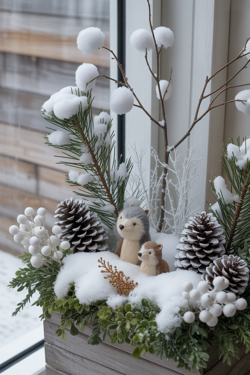 The Snowy Woodland Winter Window Box With Faux Snow Magic