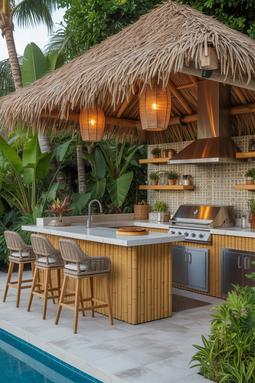 The Tiki-Inspired Tropical Outdoor Kitchen