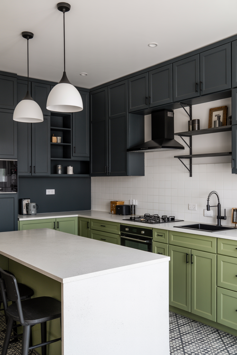 The Two-Tone Cabinet Kitchen With Bold Color Blocking