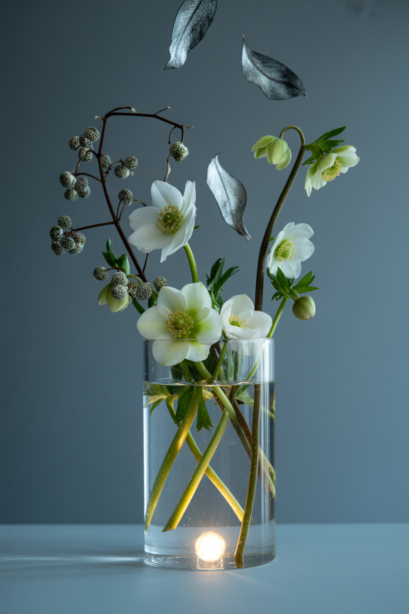 The Underwater Winter Arrangement With Submerged Ethereal Beauty