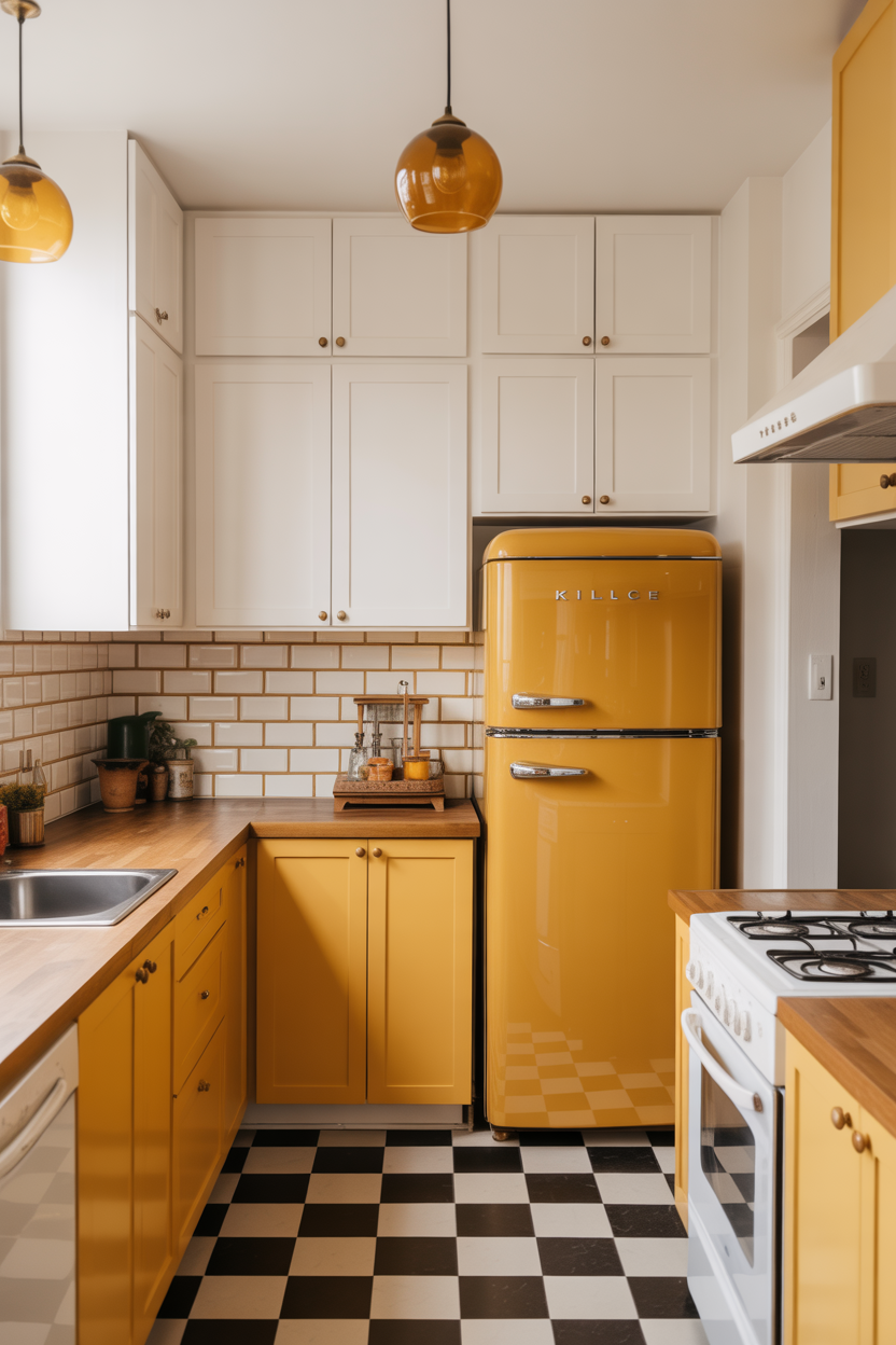 The Warm Mustard Yellow and White Kitchen With Retro Optimism