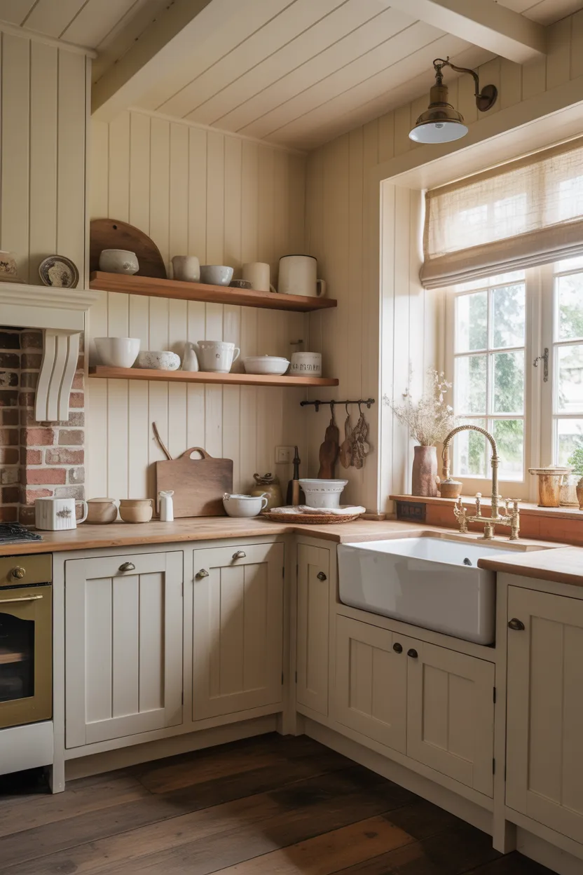 Tongue and Groove Paneling in Warm Cream