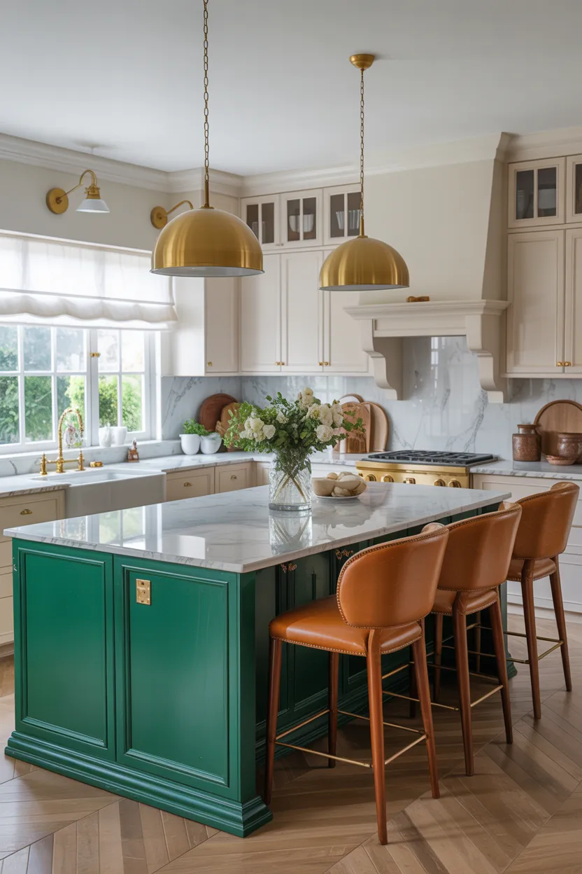 Two Tone Kitchen With Contrasting Island Color
