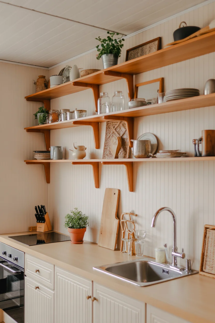 Use Open Shelving in the Kitchen for an Airy Feel