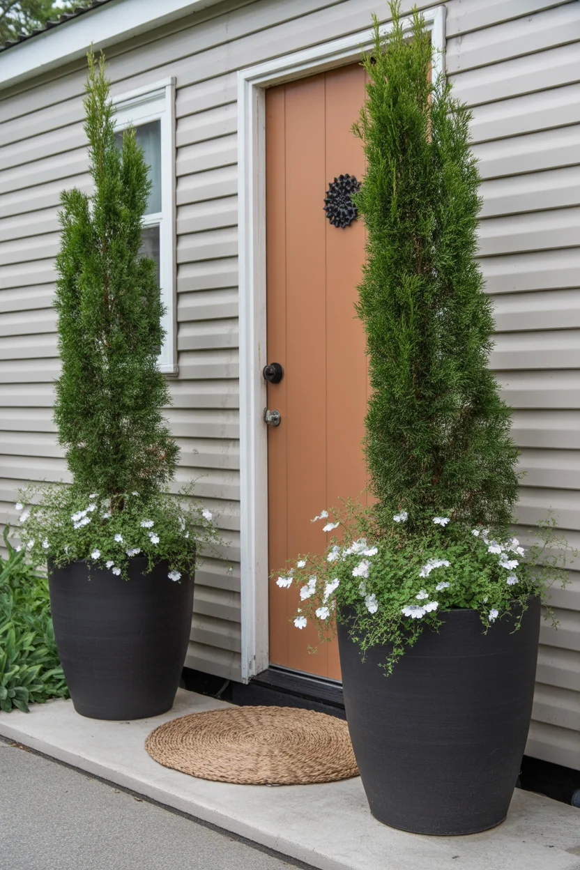 Use Potted Plants to Frame the Front Entry