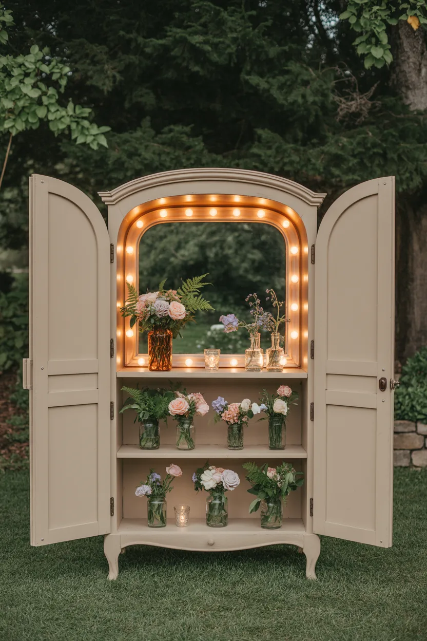 Flower Bar Inside a Vintage Armoire