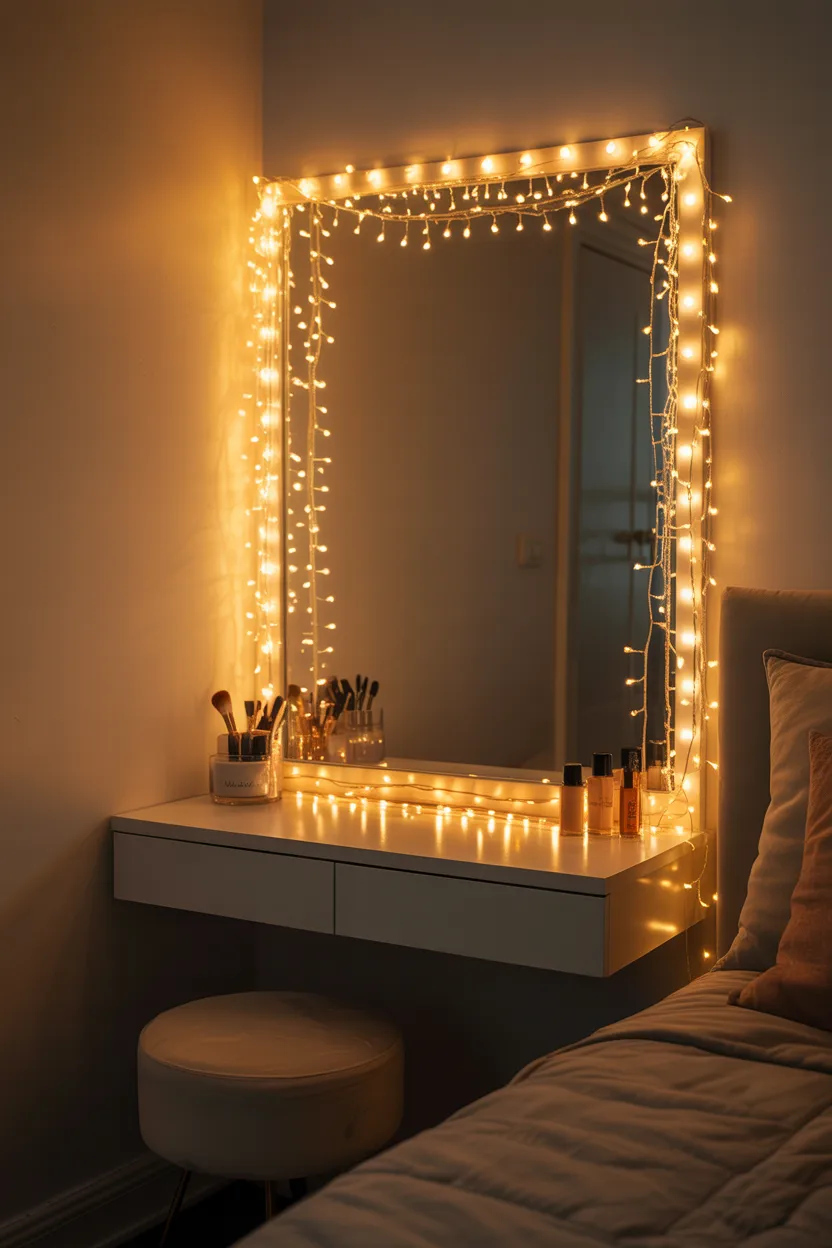  Vanity With Ambient Fairy Light Frame