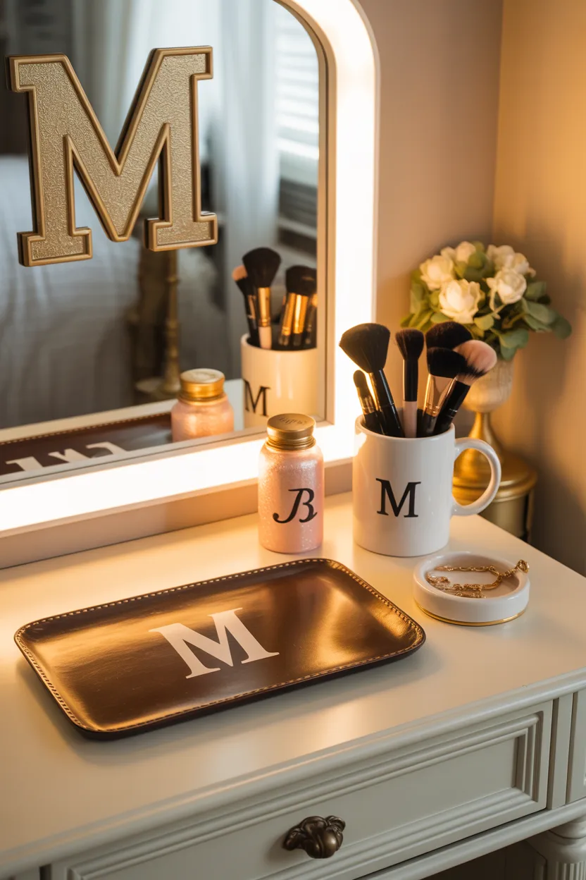  Vanity With Personalized Initial Accessories