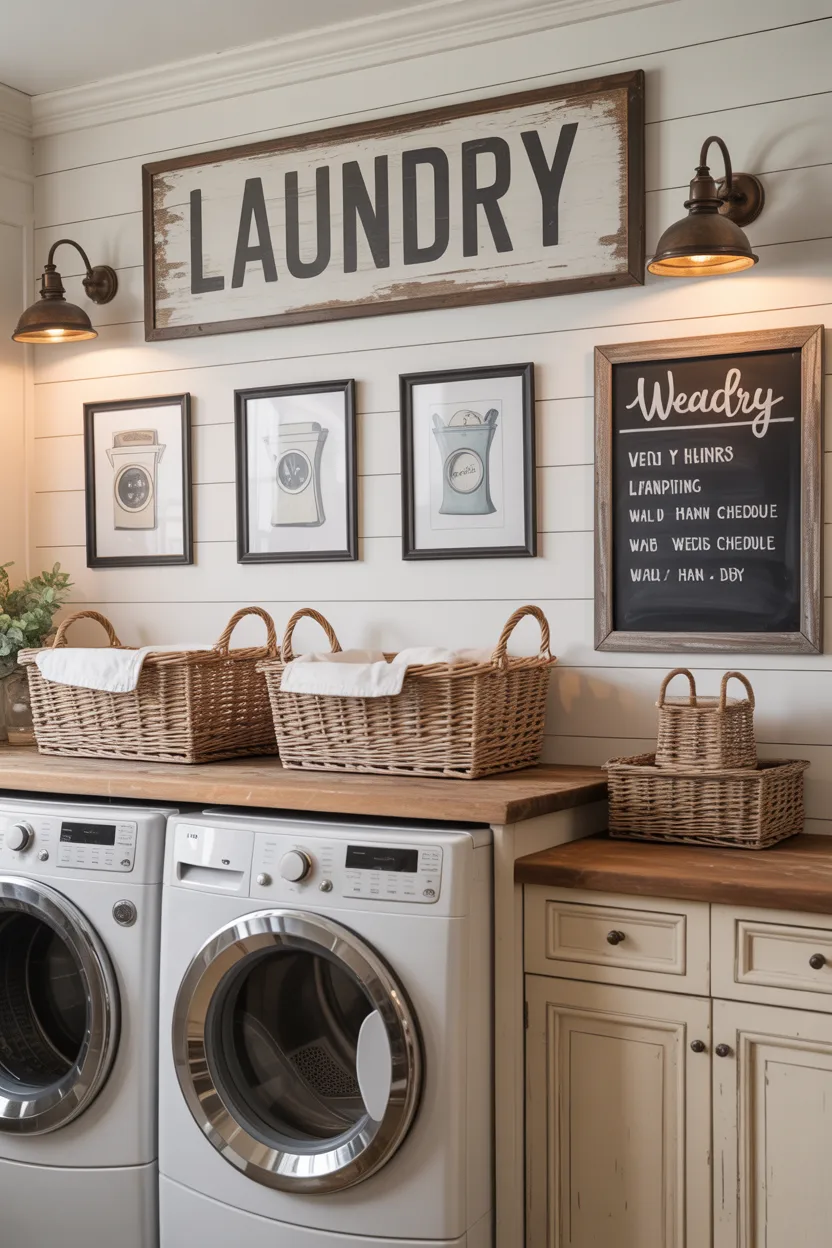  Vintage Laundry Room Sign and Farmhouse Artwork