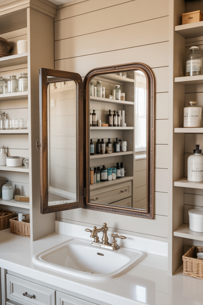 Vintage-Style Medicine Cabinet With Mirror