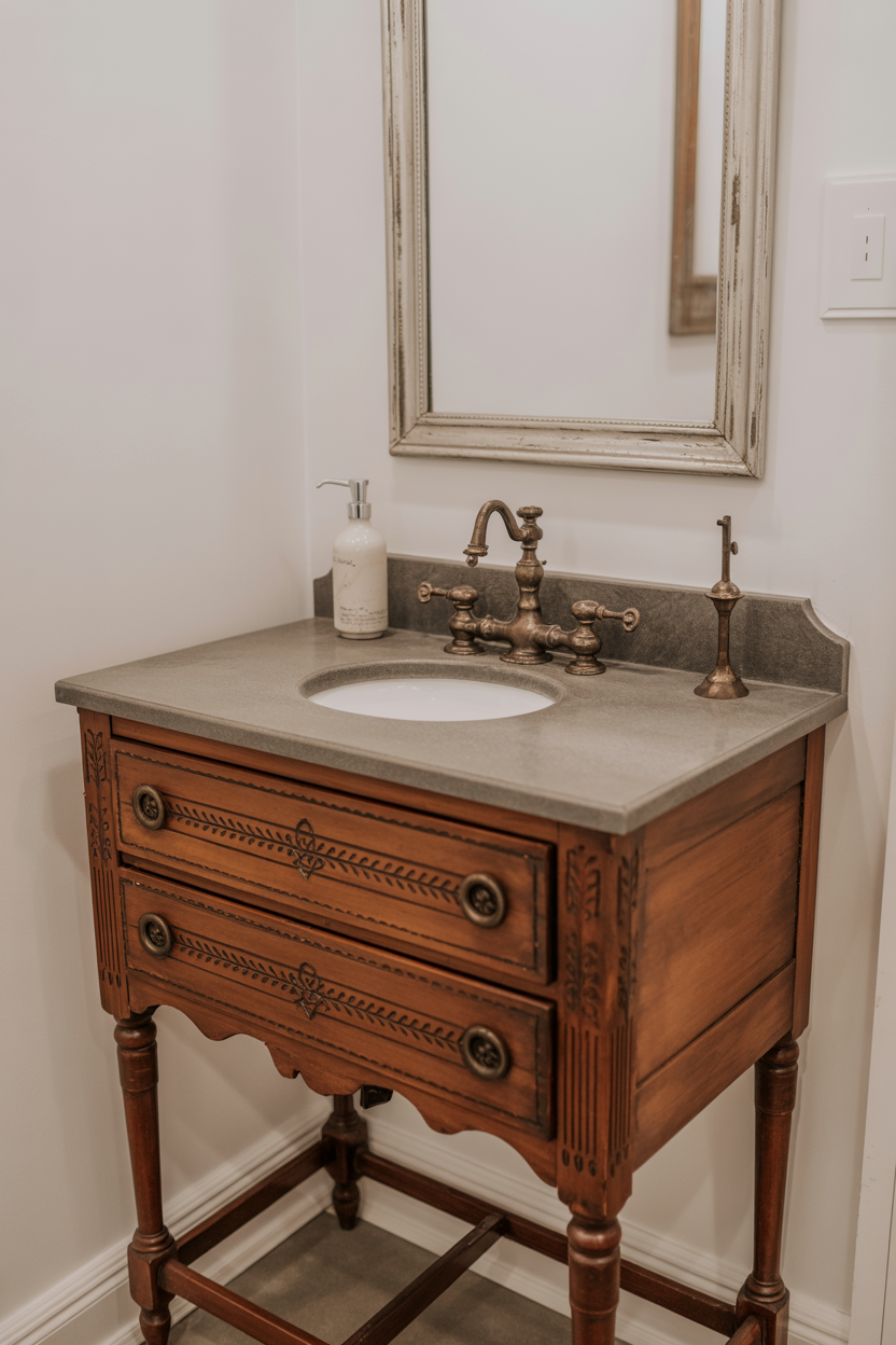  Vintage Vanity Repurposed as Sink Console