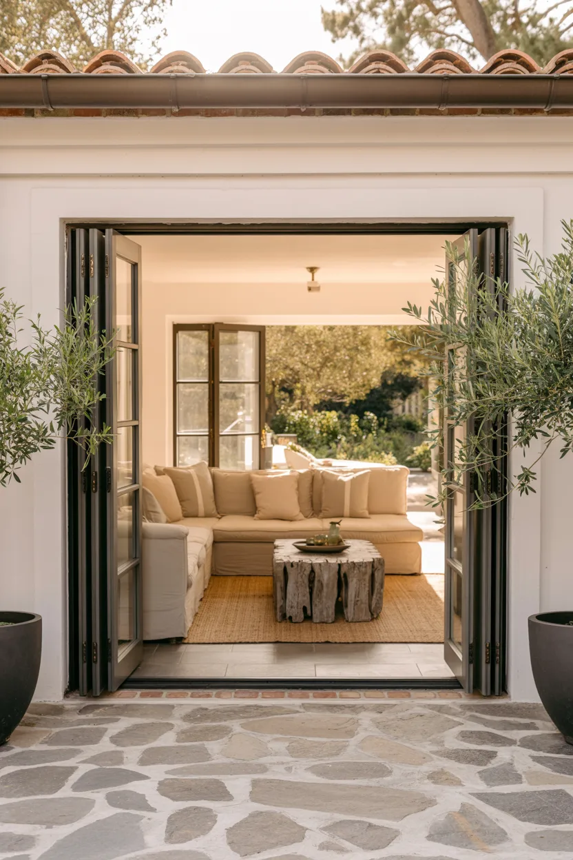 Sunroom With Sliding Glass Doors That Open Fully to the Patio