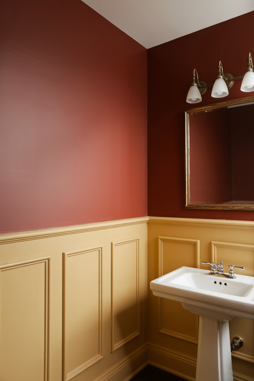 Wainscoting With Dramatic Upper Wall Color