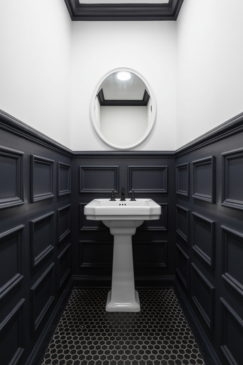 Wainscoting in Black With White Above