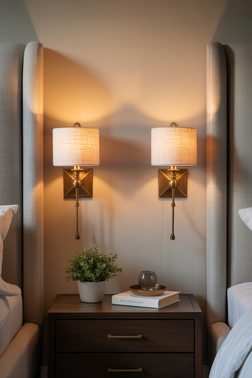 Wall Sconces That Free Up the Nightstand