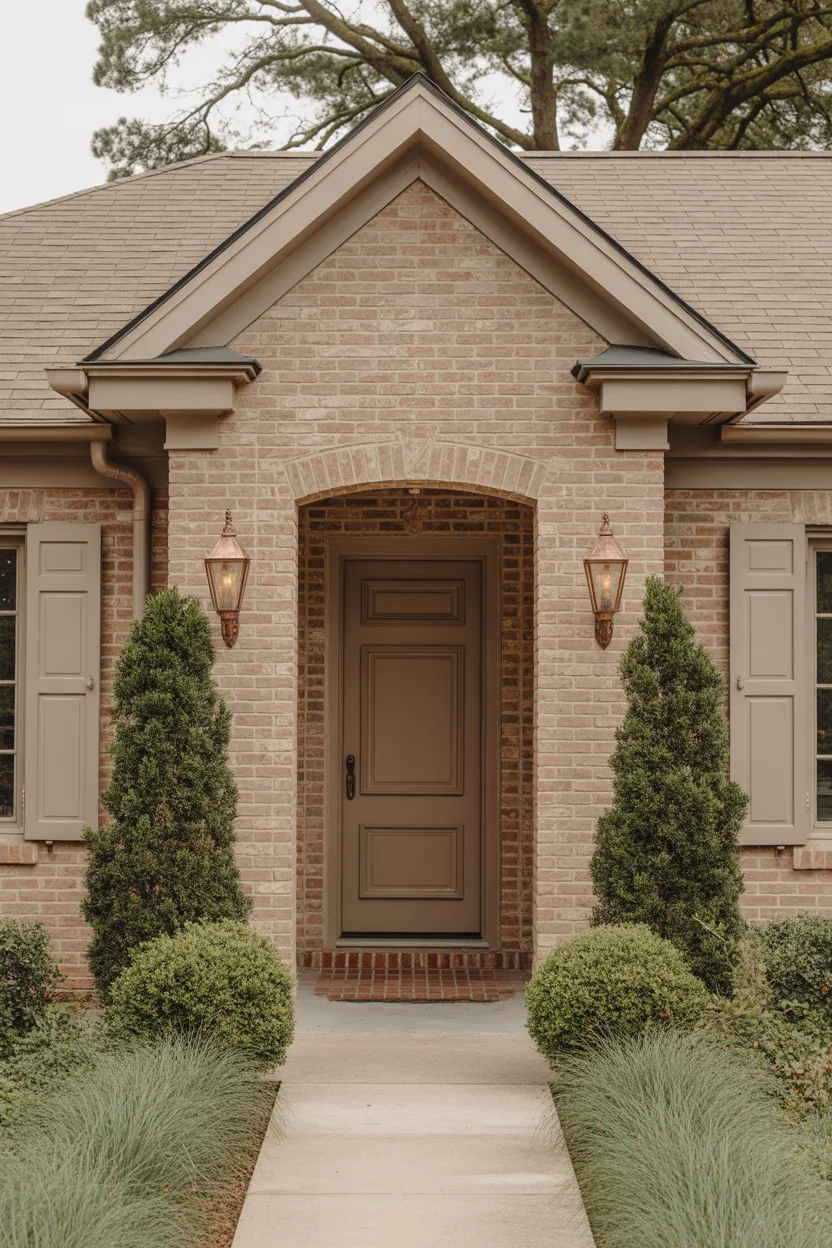 Warm Greige Trim With Copper Lantern Accents