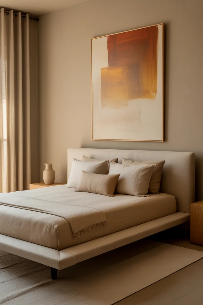Warm Neutral Walls With One Meaningful Art Piece