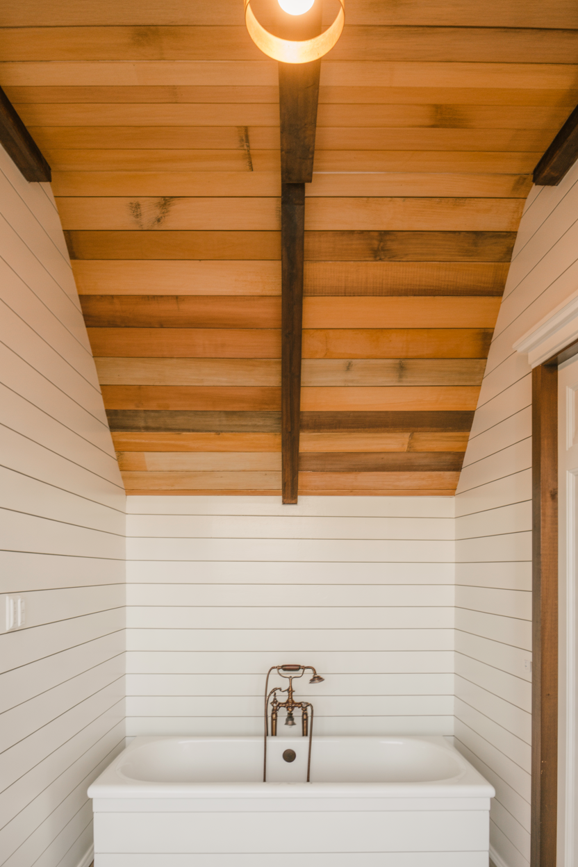Warm Timber Ceiling in Bathroom