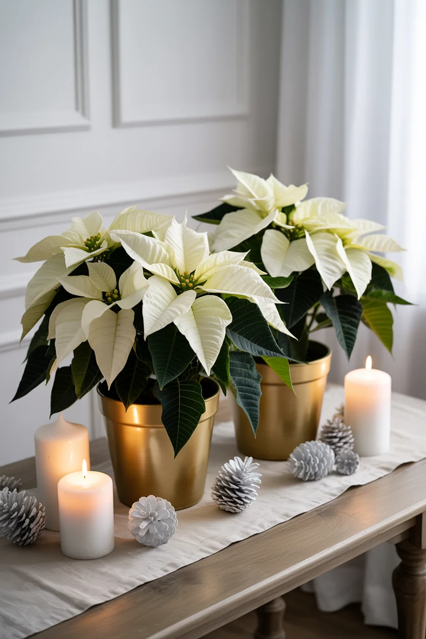 White Poinsettia Cluster Arrangement