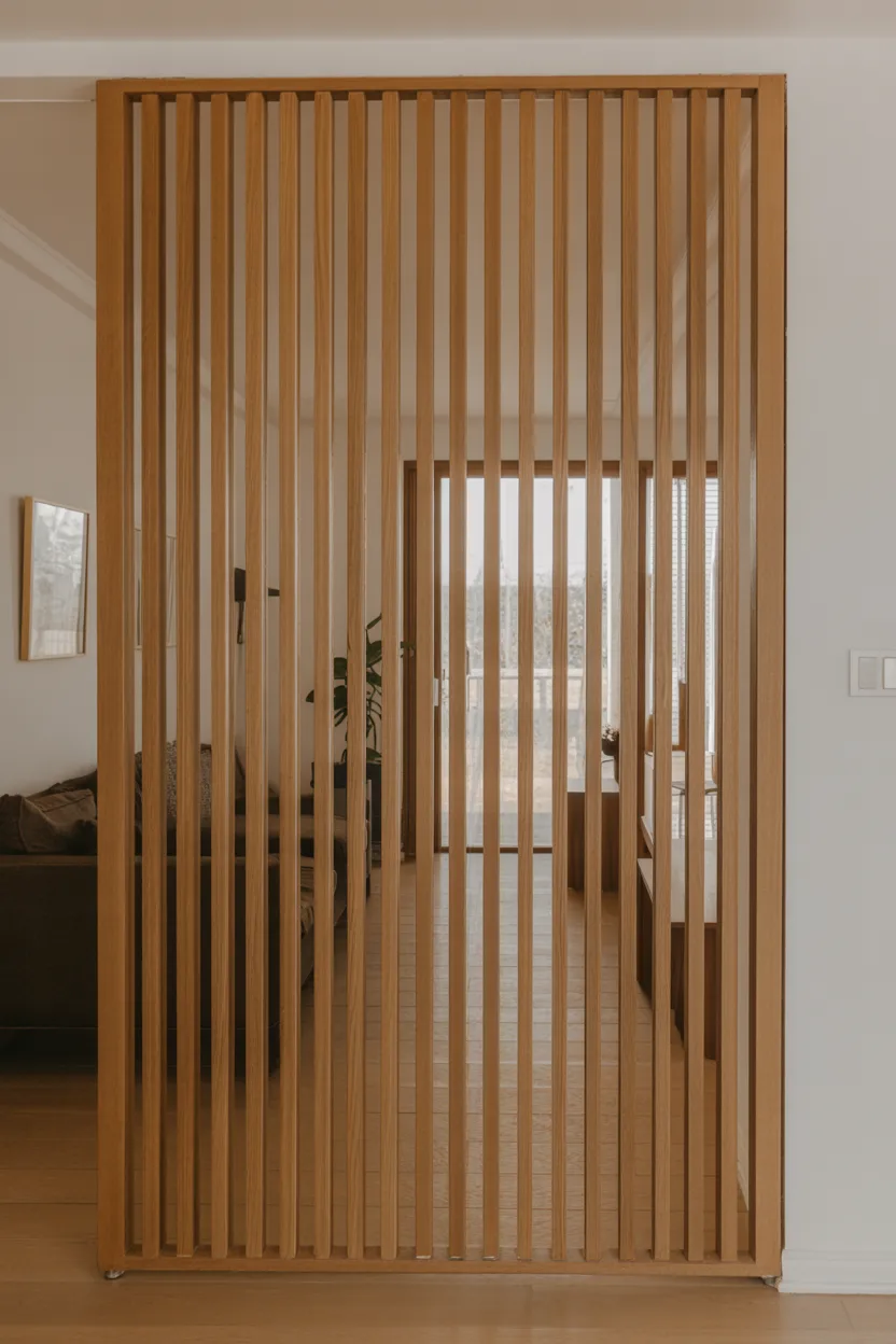 Place a Slatted Wood Screen Panel for Modern Privacy