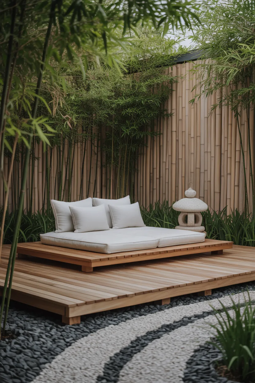 Zen-Inspired Deck With Gravel and Bamboo