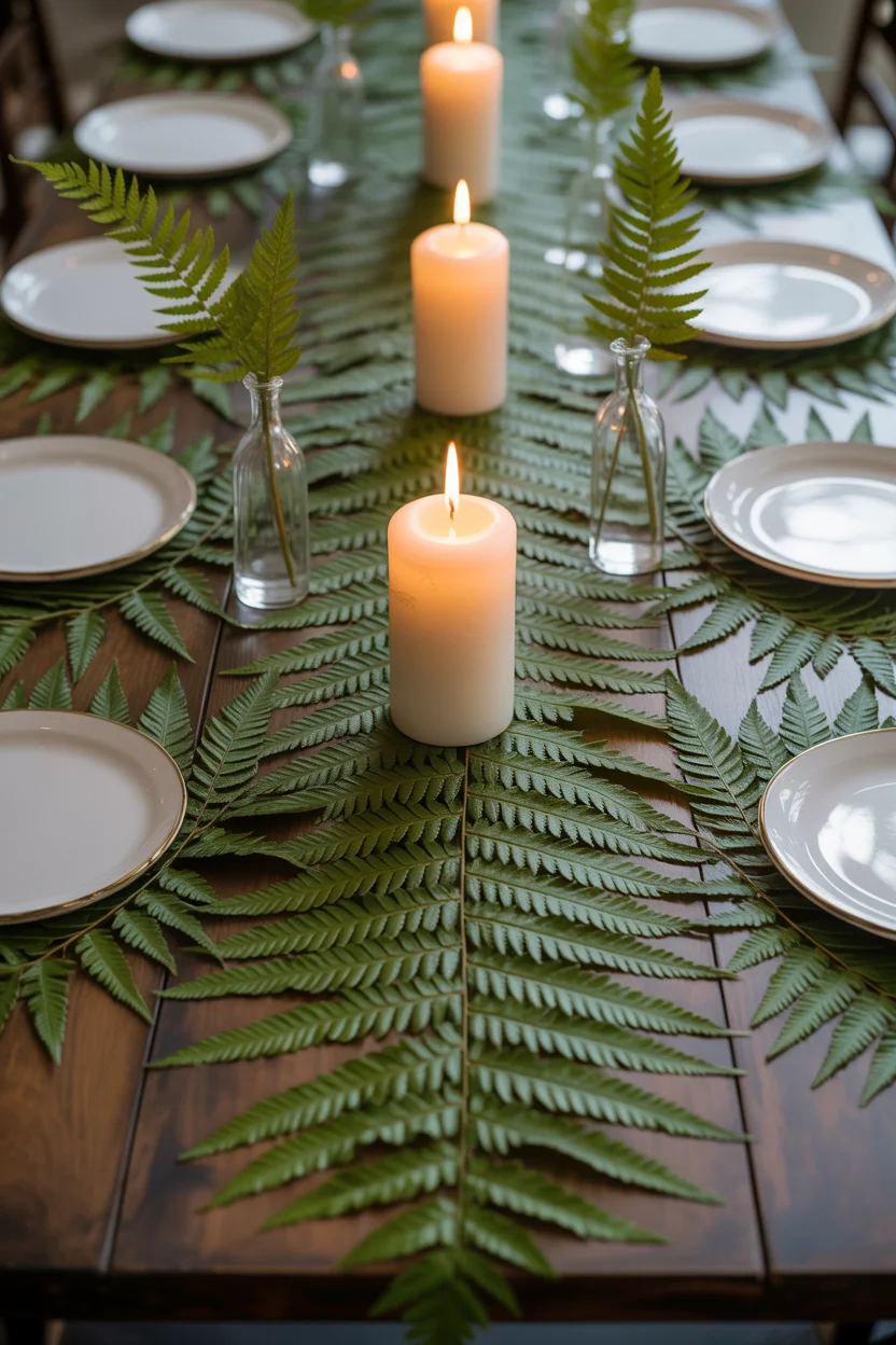 Wild Fern and Woodland Candle Table