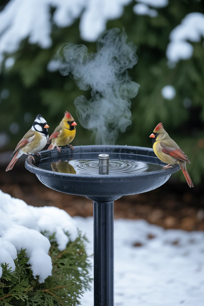 Install a Heated Winter Bird Bath