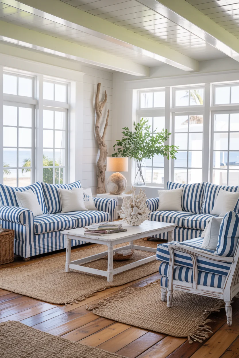 Coastal Blue and White Striped Paradise