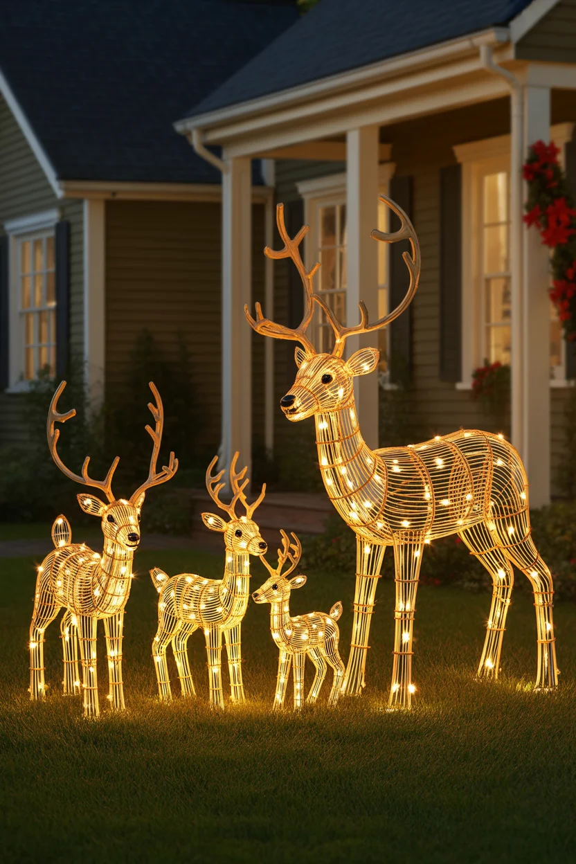 Lighted Reindeer Family Scene