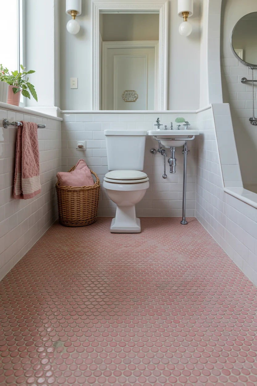 Pink Penny Tile Floors