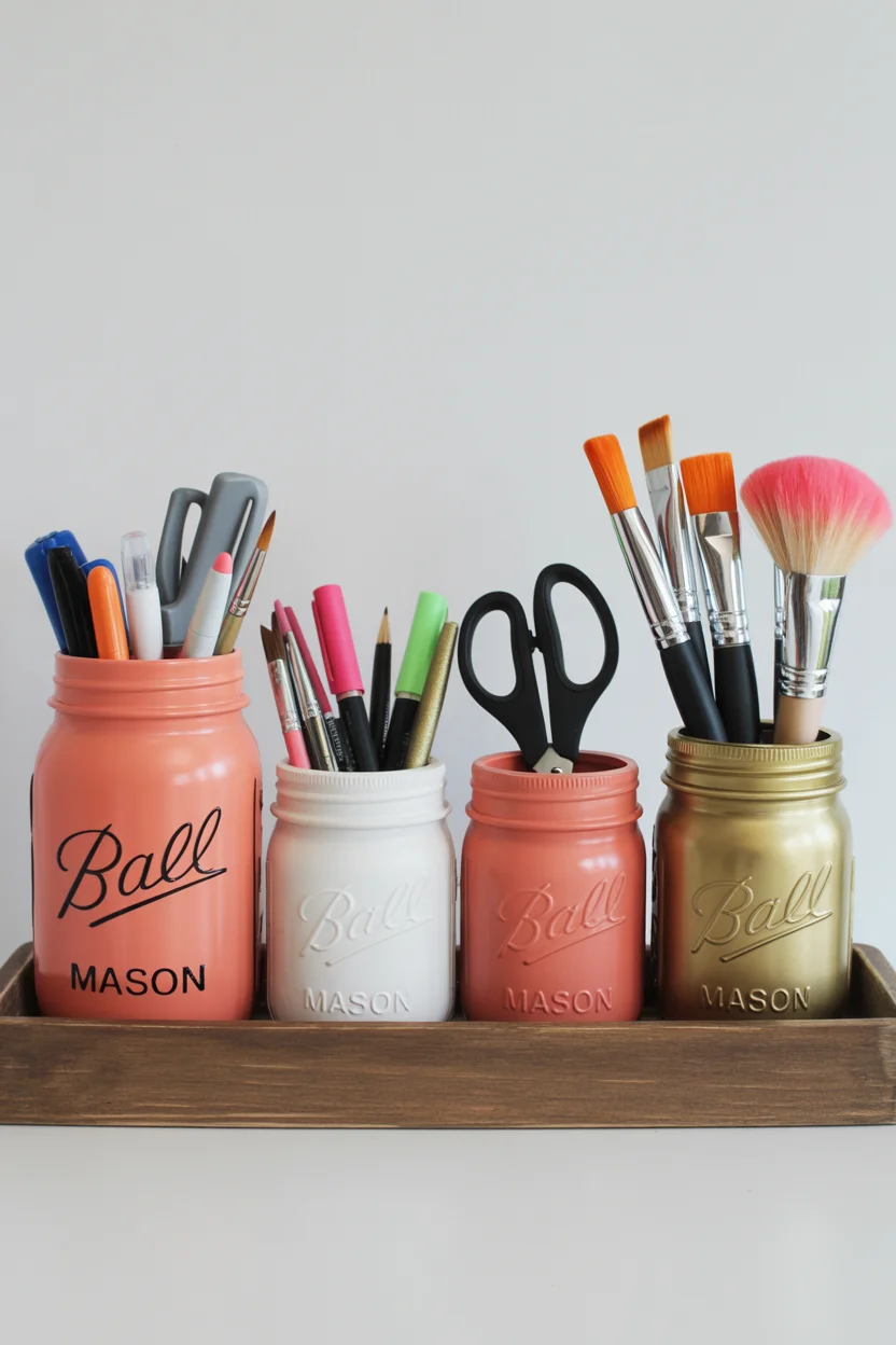 Transform Mason Jars Into Desk Organizers