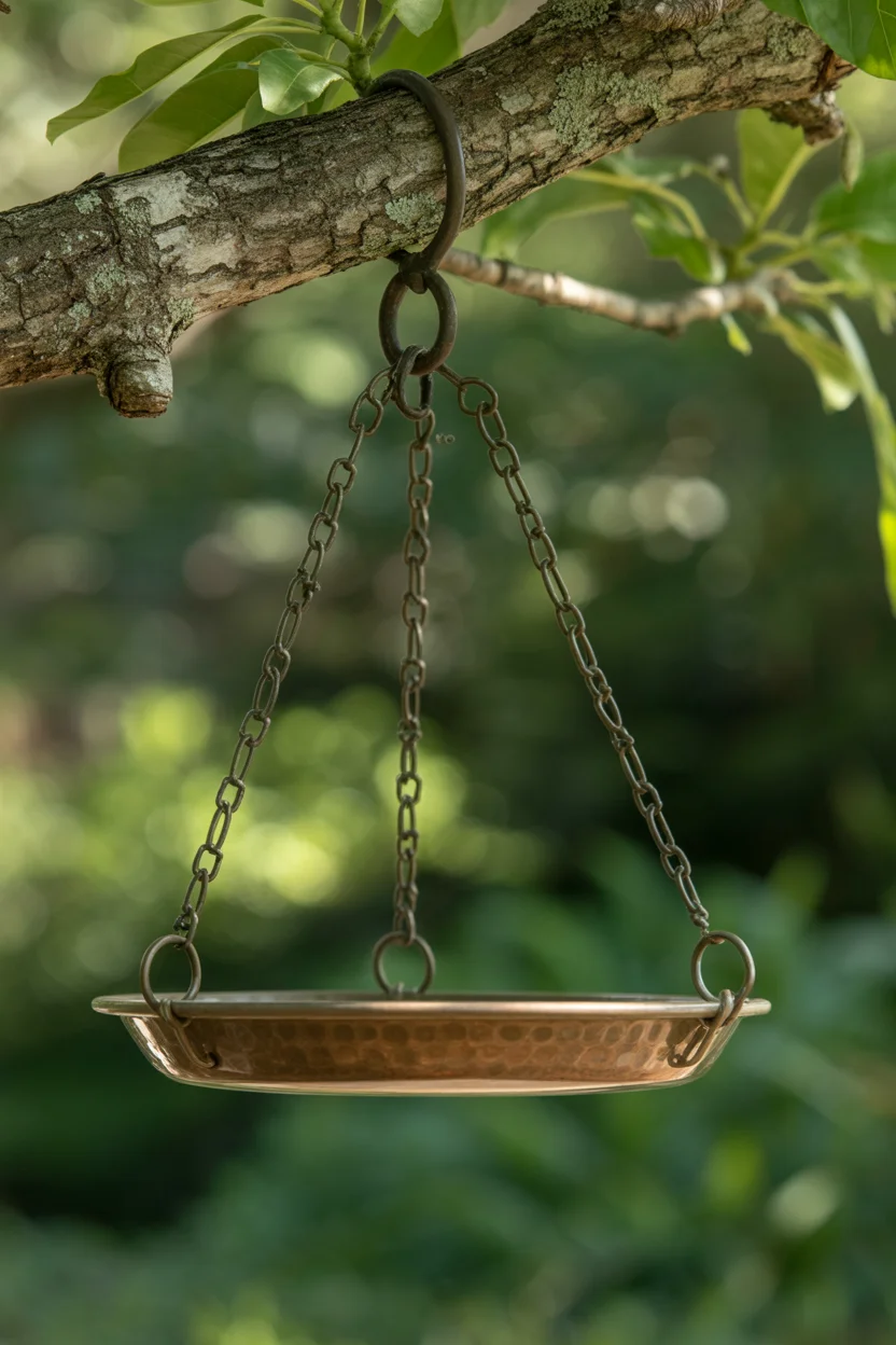Hang a Shallow Dish from Tree Branches