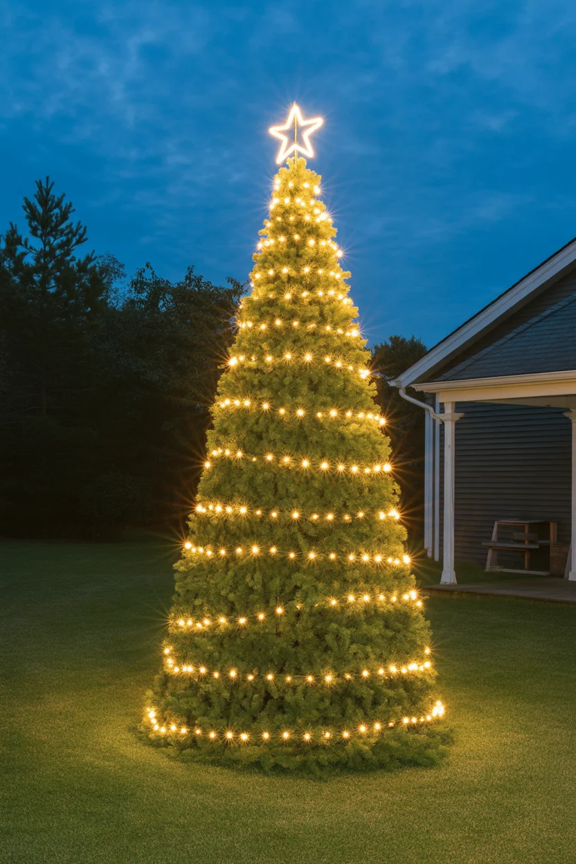Lighted Yard Christmas Tree