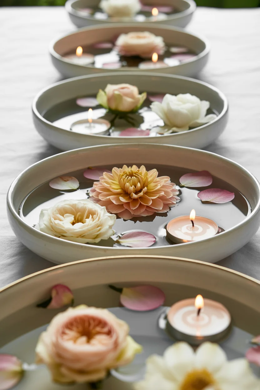 Floating Flower Head Water Bowl Table