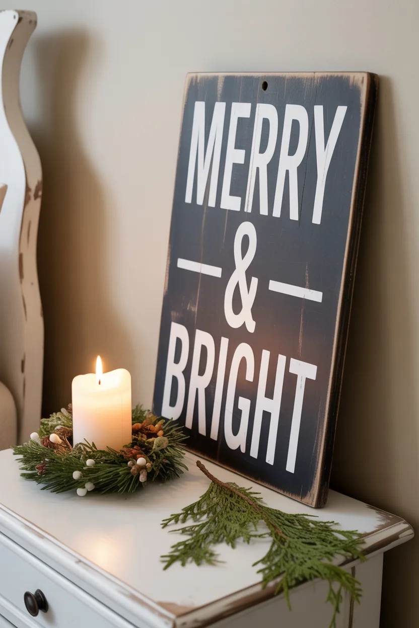 Rustic Wooden Signs with Holiday Messages