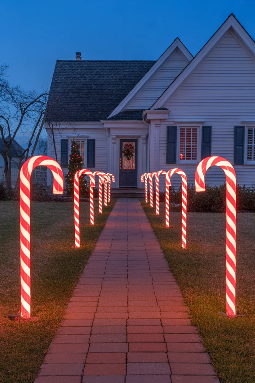 Lighted Pathway Candy Canes