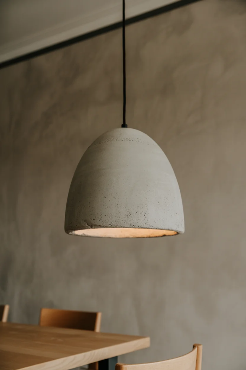 Concrete Pendant Light for Industrial Softness