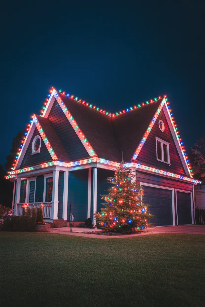 Colorful Light Roof Outline