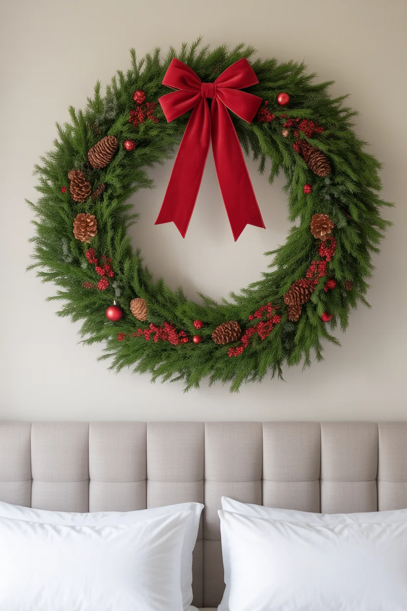 Christmas Wreath Above the Headboard
