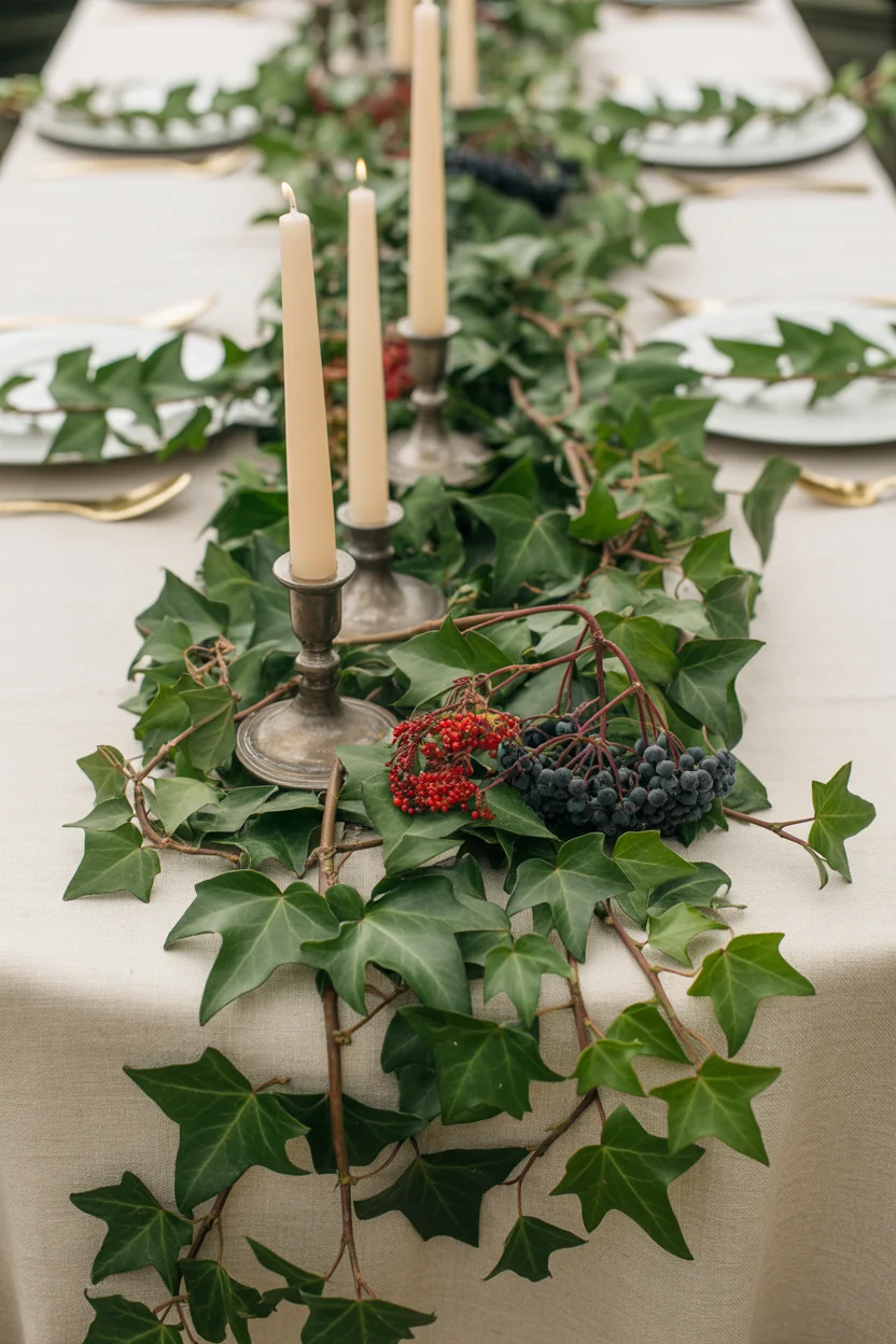 Trailing Ivy and Berry Table Runner