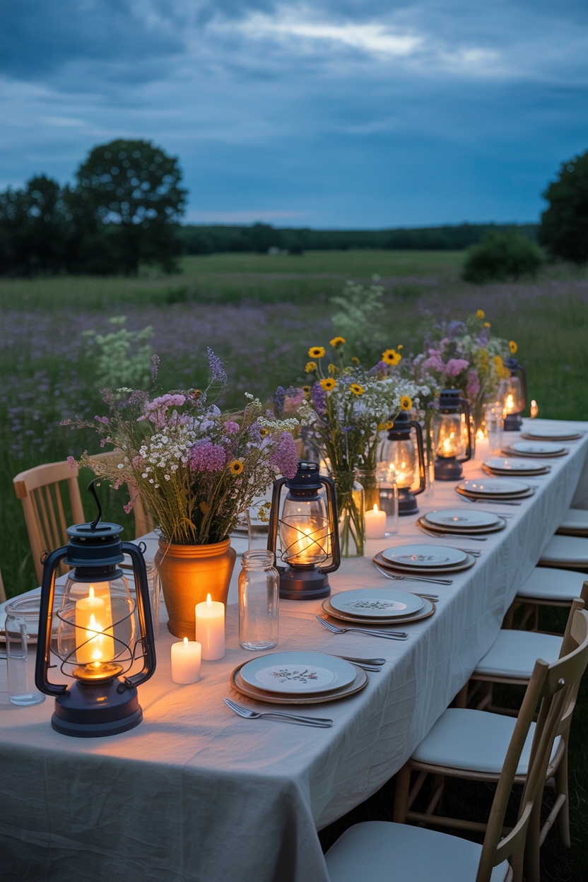 Full Moon Meadow Table With Lanterns