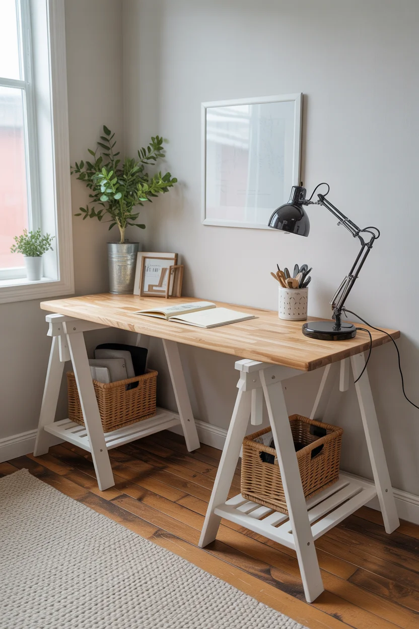 Build a Custom Desk From Sawhorses and Wood Slab