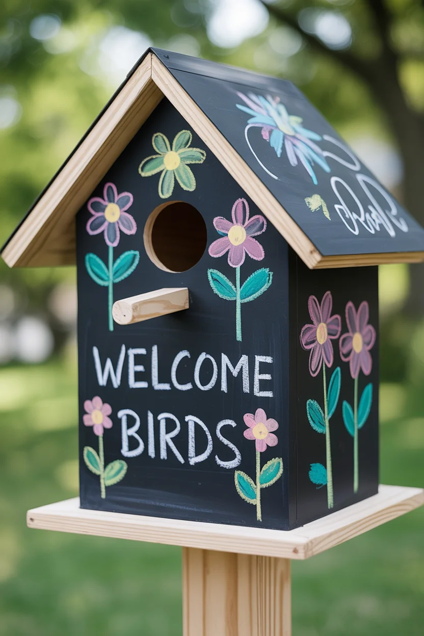 Chalkboard Paint Birdhouse With Changeable Messages