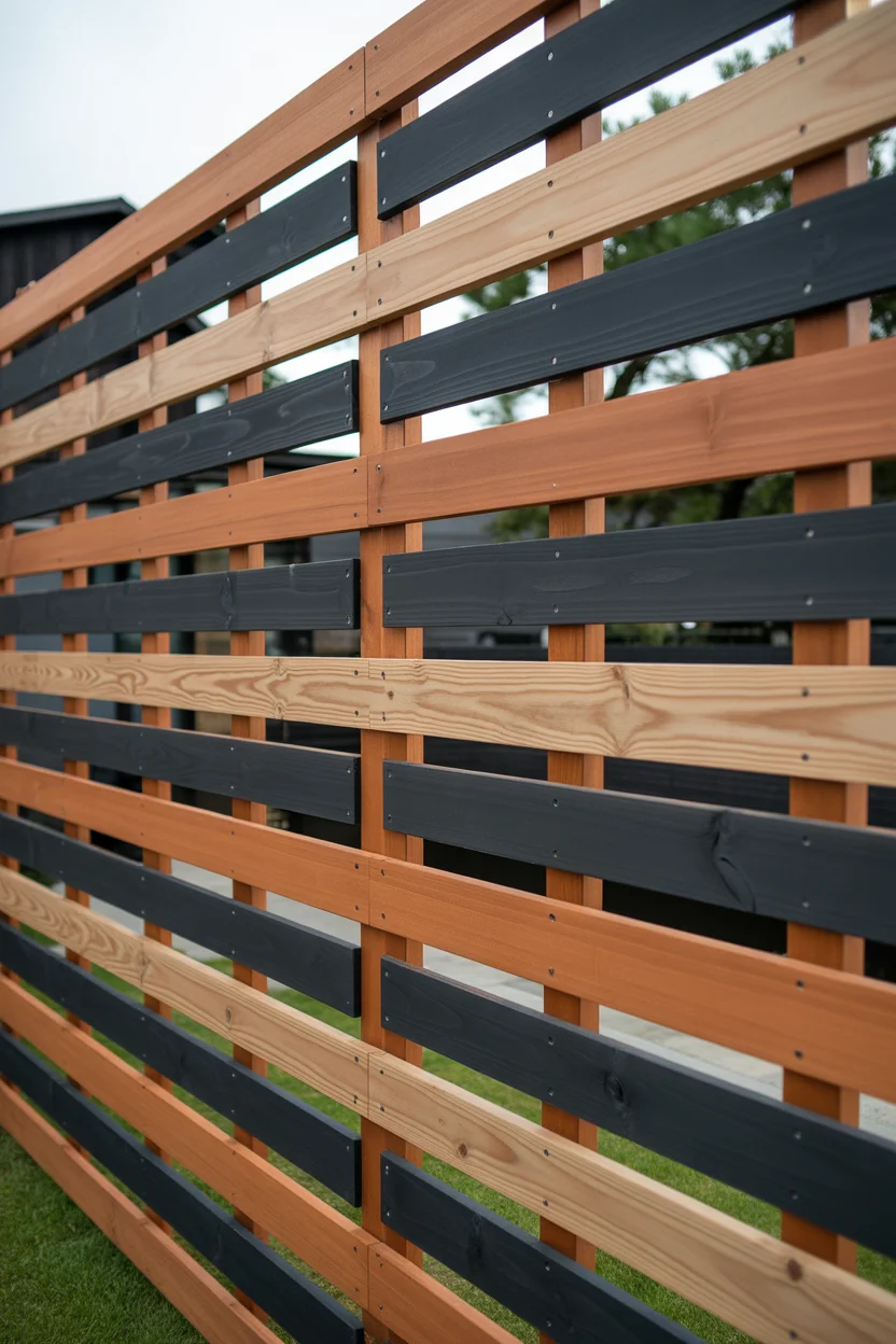 Mixed Wood Tone Geometric Fence